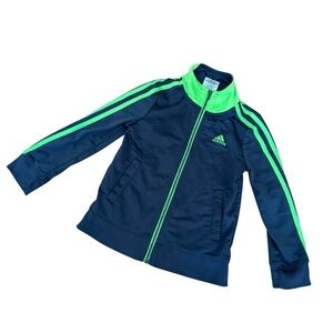 Adidas Athletic Jacket Track Gray Green Full Zip Toddler Boys 4T
